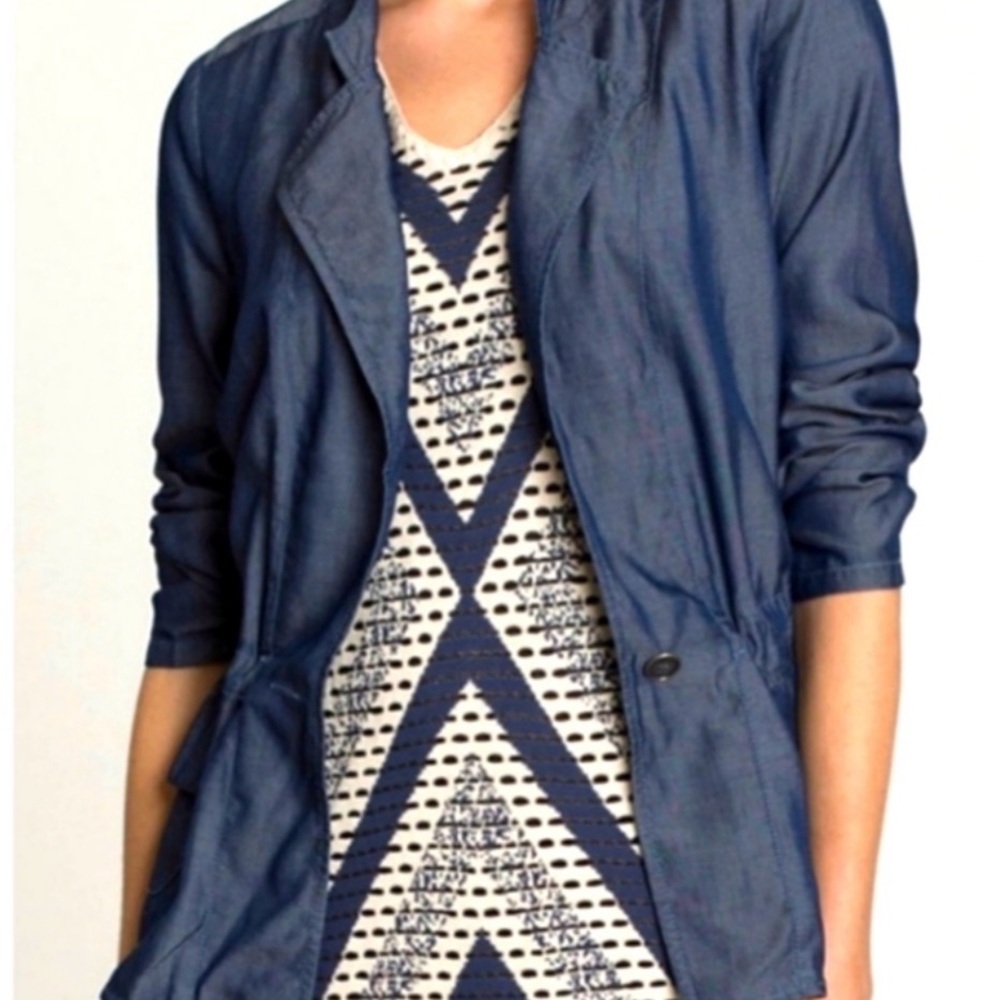 NIC+ZOE Blue chambray draped jacket, denim color, Sz M